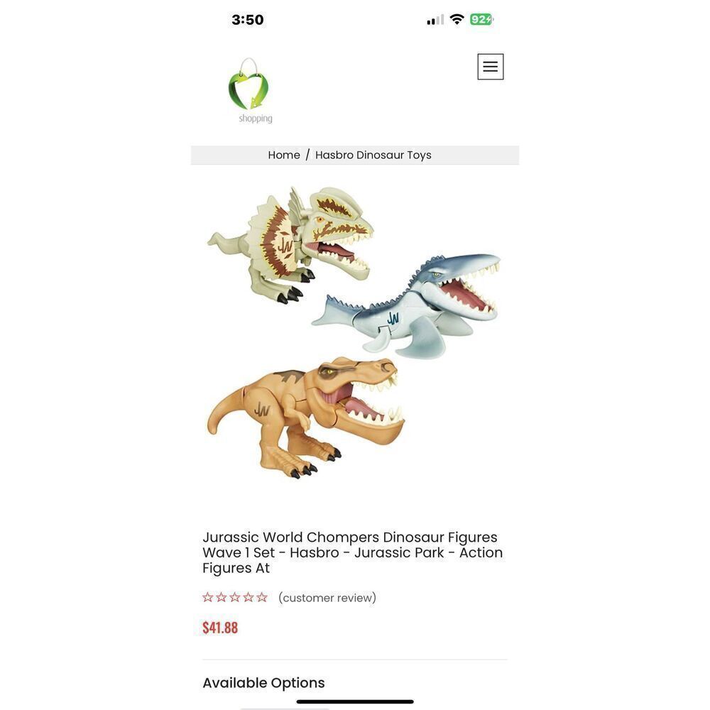 Set of 3 Jurassic world chompers